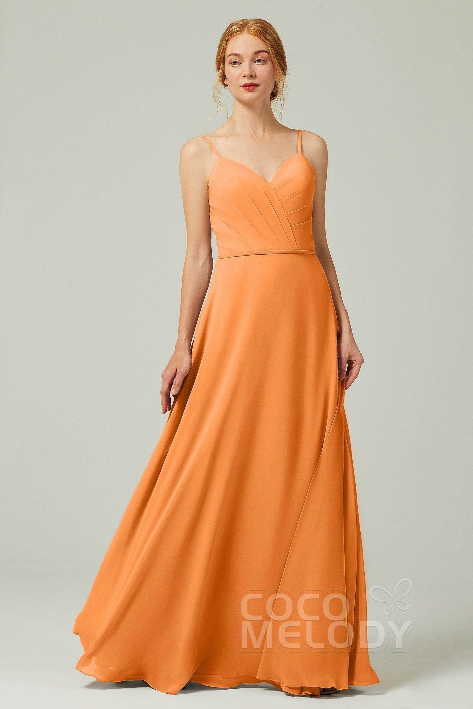 A-Line Floor Length Chiffon Bridesmaid Dress CB0312 - COCOMELODY